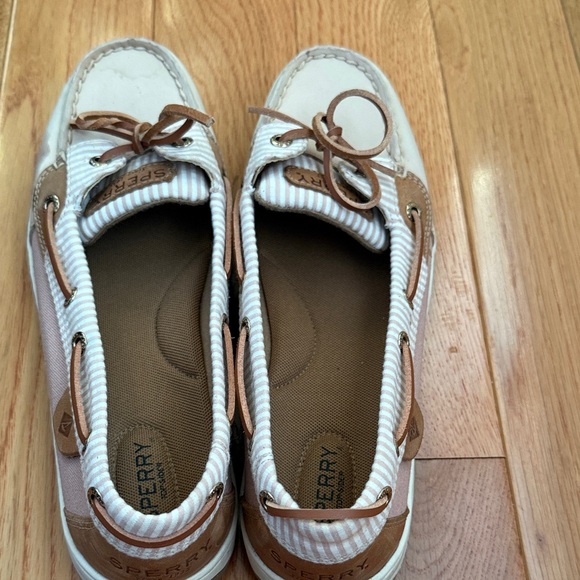 Sperry Shoes - Sperry Women’s Angelfish White and Rose Pink Striped Boat Shoes